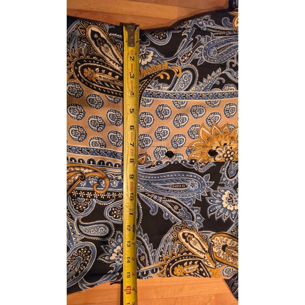 Jones NY Women Paisley Patchwork Ruffle Hem Shirt Dress Blue XS boho chic preppy